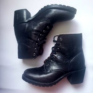 Frye Dark Leather Moto Boots